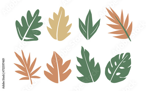 Abstract leaves vector clipart. Spring illustration.