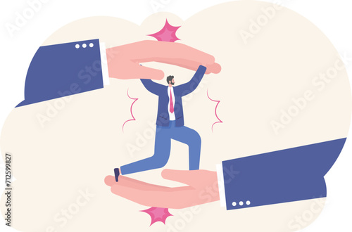 Huge hand pressure business pressure and financing squeeze, financing squeeze concept

