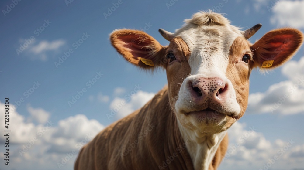 Low angle view of cow against sky 