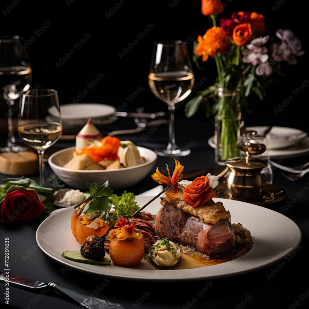 Elegant Three-Course Meal Table Setting for Fine Dining