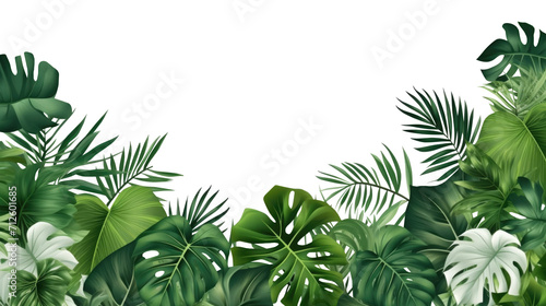Tropical green leaves for decoration of art frame wallpaper,card on transparent background.