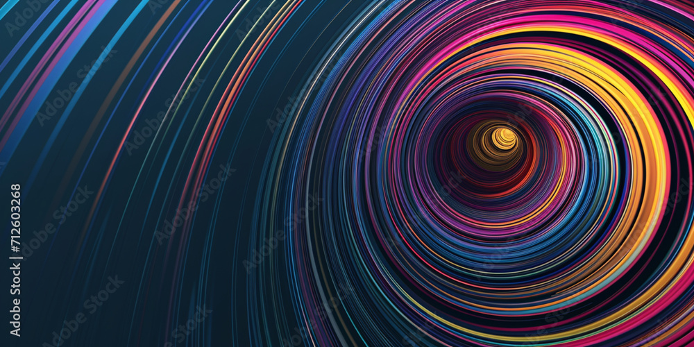 creative abstract background consisting of colored neon lines on a dark background, simulating radial movement, with 3D illustration elements creative abstract background consisting of colored neon lines on a dark background, simulating radial movement, with 3D illustration elements