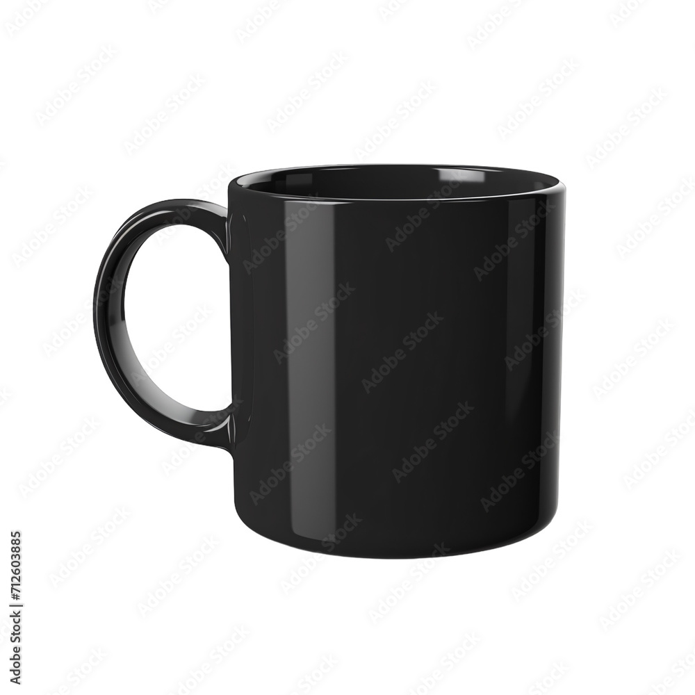 black coffee mug isolated on transparent background,
Black porcelain mug isolated for mockup - obrazy, fototapety, plakaty 