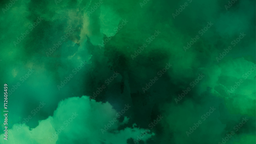 Dark green watercolor background with clouds effect. Dark green watercolor background with clouds effect.
