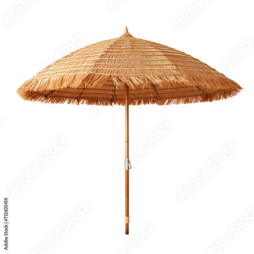 straw umbrella, canopy, natural straw beach umbrella, umbrella isolated on a transparent, cane product white background 