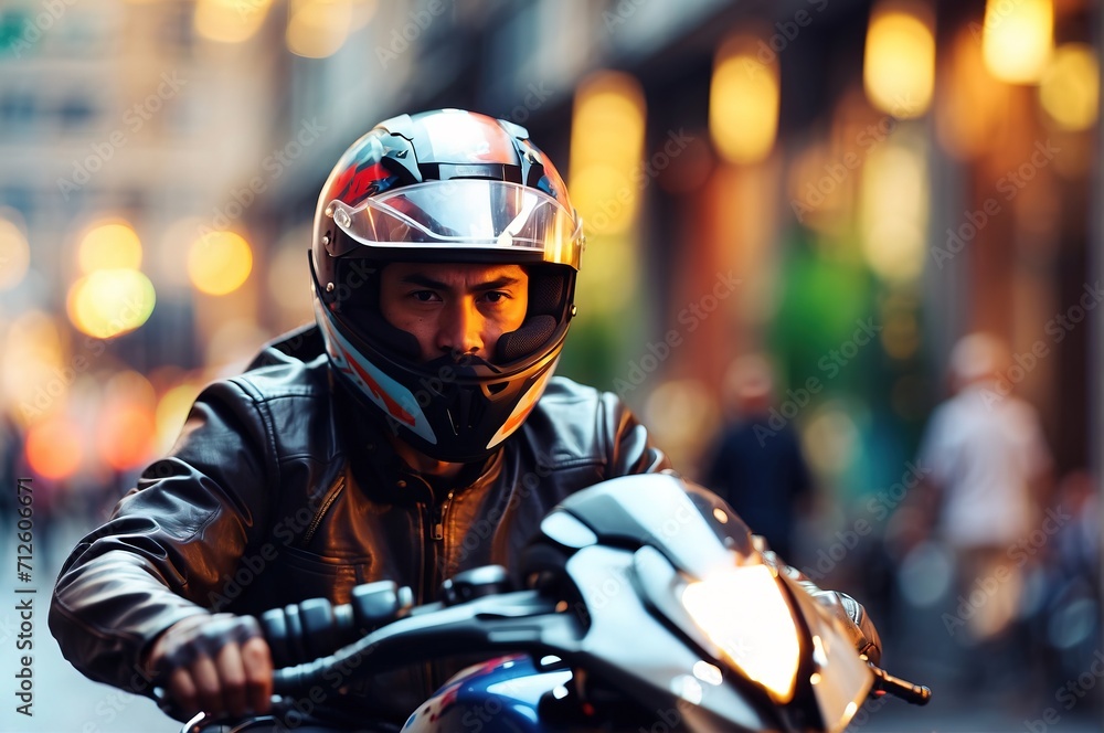 A man wearing a helmet and riding a motorcycle A man wearing a helmet and riding a motorcycle