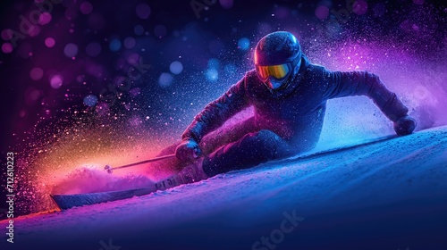 man or women ski in snow created by ai photo