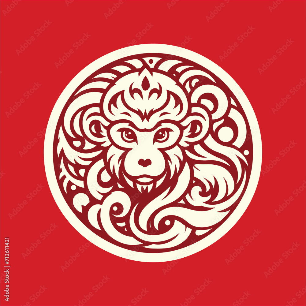 Fototapeta premium Vector Zodiac Sign for Year of Monkey