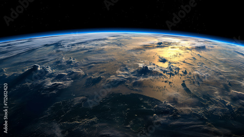 Majestic View of Earth from Space: Sunlight Caressing the Planet's Atmosphere