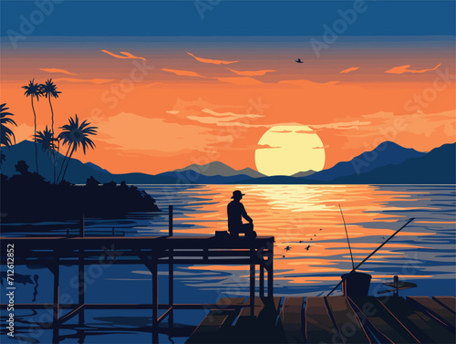 sunset over the lake