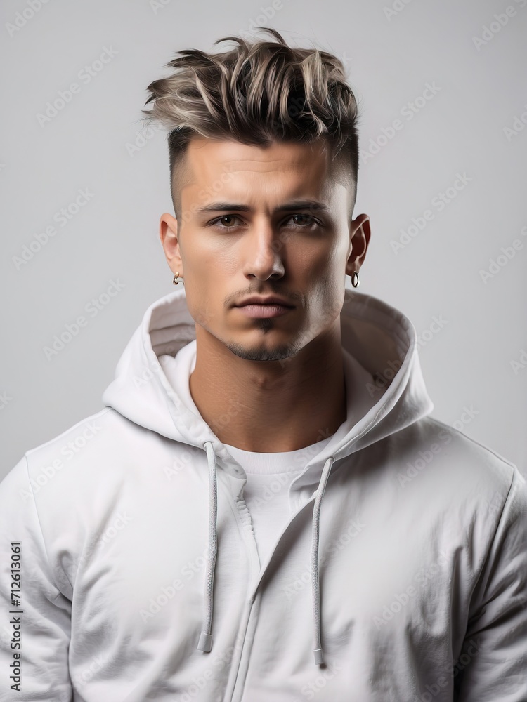 Portrait of handsome men, tshirt model posing in white background Portrait of handsome men, tshirt model posing in white background
