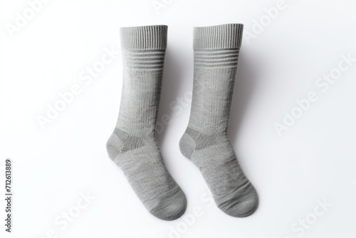 Grey cotton socks isolated on white background