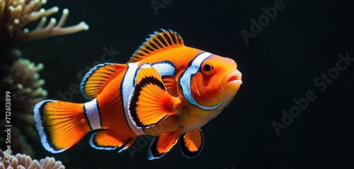  an orange and white clown fish swimming in an aquarium with anemone and anemone sea anemone on the bottom of the sea anemone.