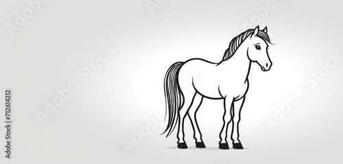  a black and white drawing of a horse on a white background with a black outline of a horse on the left side of the image, and a black outline of the horse on the right side of the.