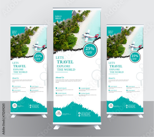 Modern Travelling Rollup Banner design templarte .