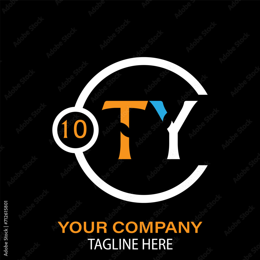 TY Letter Logo Design. TY Company Name. TY Letter Logo Circular Concept. Black Background. TY Letter Logo Design. TY Company Name. TY Letter Logo Circular Concept. Black Background.