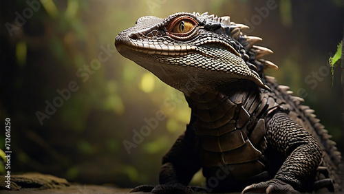 Portrait of AI real Iguana in jangle photo