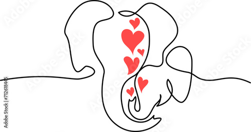 Elephant mother with baby cub. Family love. Mothers day concept.