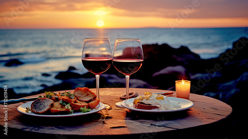 Dinner on the Beach at Sunset 