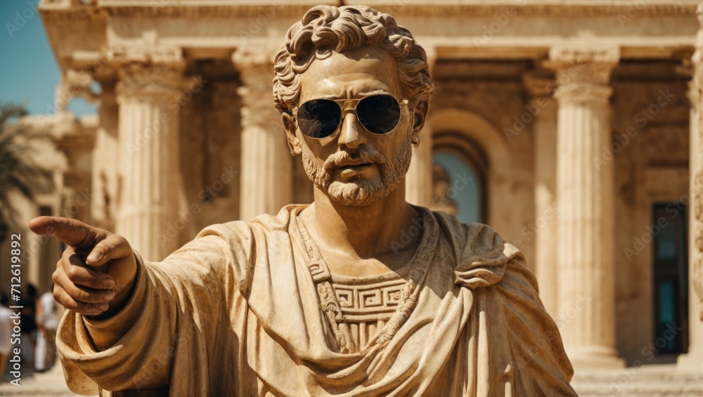 Fototapeta premium statue of a man with glasses