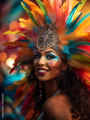 Mujer joven, muy guapa, disfrazada y maquillada para el carbaval. © VicPhoto