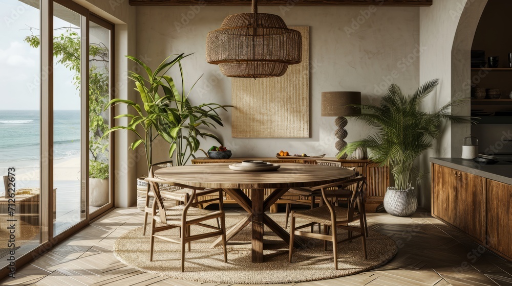 The lovely dining room below shows how versatile and elegant modern coastal decor can be From the soft ivory slipcovered chairs, to the large coral decorative piece on the credenza house interior The lovely dining room below shows how versatile and elegant modern coastal decor can be From the soft ivory slipcovered chairs, to the large coral decorative piece on the credenza house interior