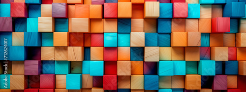 Abstract Colorful Background Made of Colored Wooden Cubes 