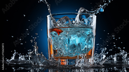 Ice cube splashing into cocktail , generate AI