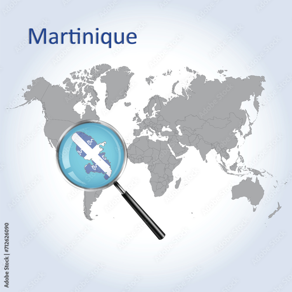 Magnified map Martinique with the flag of Martinique enlargement of maps, Vector Art Magnified map Martinique with the flag of Martinique enlargement of maps, Vector Art