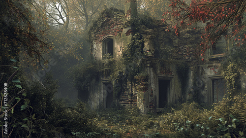 An old and ruined house in the middle of the forest