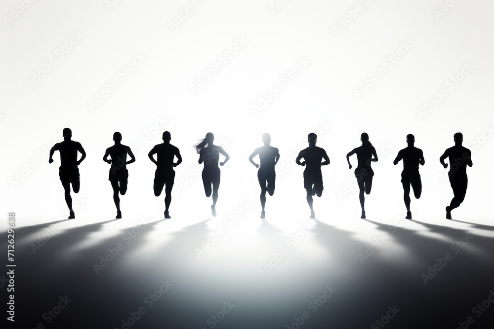silhouette of a group of runners running together
silhouette of a group of runners running together