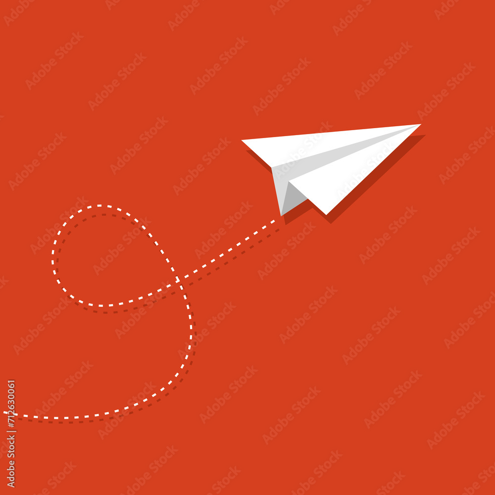 Paper plane with dotted line. Origami paper airplane. Handmade aircraft. Concepts travel, business, growth, the way forward. Vector illustration Paper plane with dotted line. Origami paper airplane. Handmade aircraft. Concepts travel, business, growth, the way forward. Vector illustration