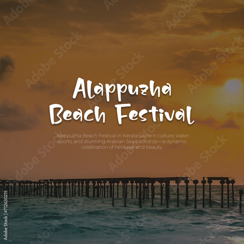 Poster for the Alappuzha Beach Festival, featuring a beach scene and festival details.