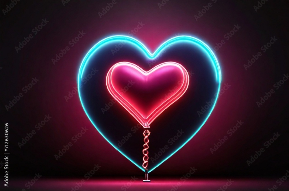 glowing heart on black background