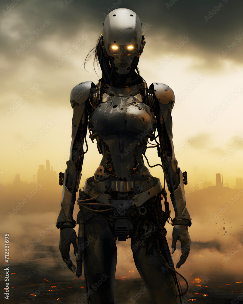A mysterious dark female cyborg - Dystopian design A mysterious dark female cyborg - Dystopian design