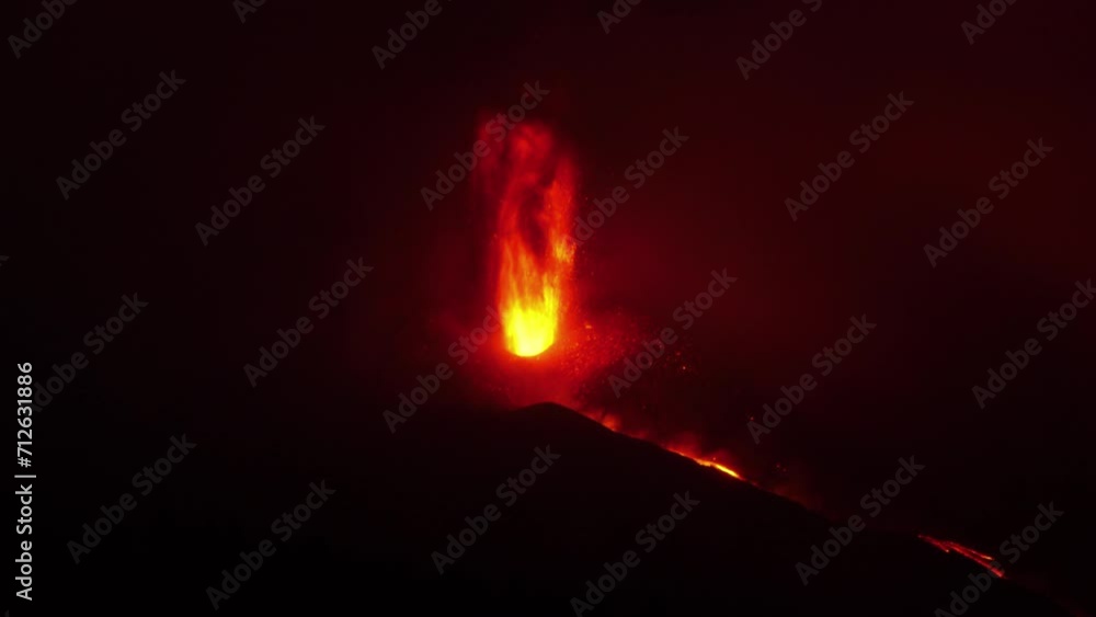 Eruption of the volcano on the island of La Palma, Canary Islands.
Night view of the eruption Eruption of the volcano on the island of La Palma, Canary Islands.
Night view of the eruption