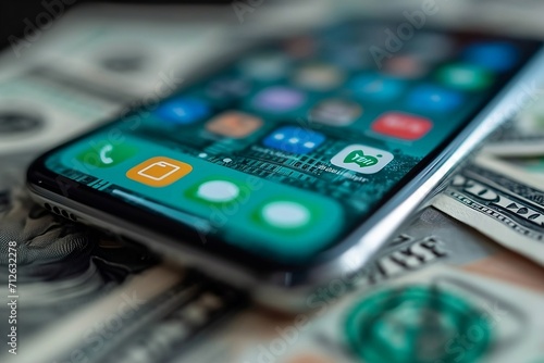 Wallpaper Mural Mobile Payment Transformation. Currency metamorphosis: banknotes seamlessly transition into mobiles with digital payment apps, emphasizing the ease of cashless transactions Torontodigital.ca