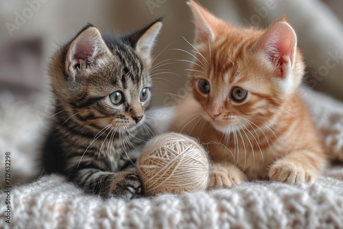 beautiful kittens in a blanket