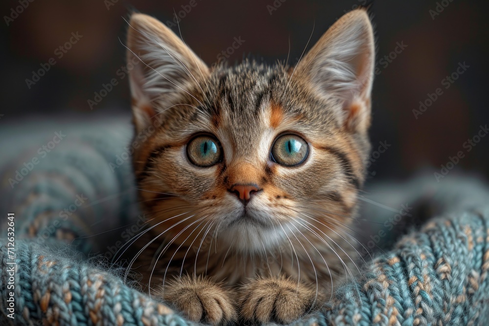 beautiful kittens in a blanket