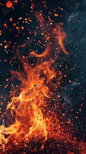 sparks of fire on black background