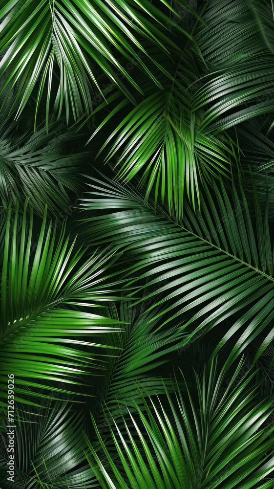 Ideas for wallpaper on your phone screen from intertwined palm leaves, vertical poster