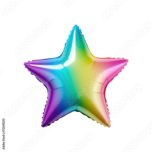 multicolor star helium balloon. Birthday balloon flying for party and celebrations. Isolated on white background. Generative AI