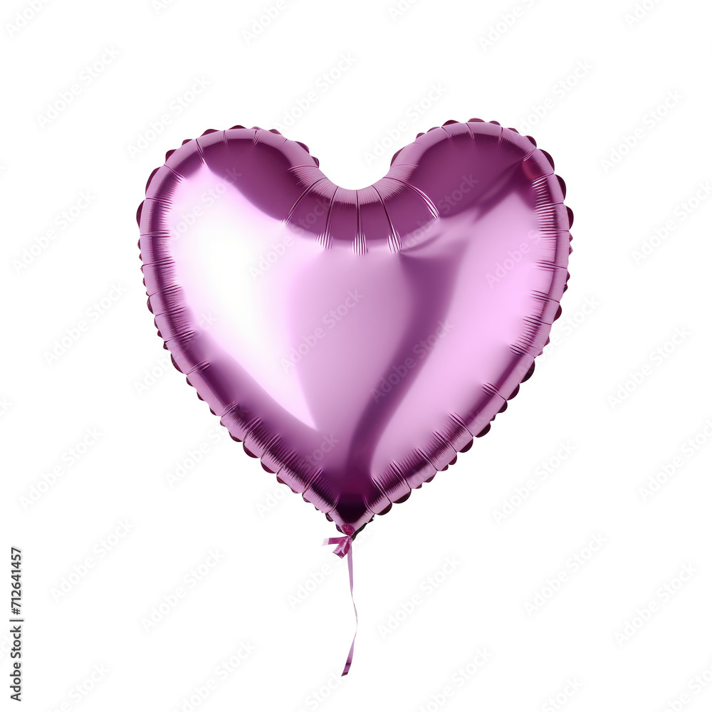 pink heart helium balloon. Birthday balloon flying for party and celebrations. Isolated on white background. Generative AI