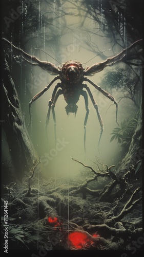 Spider above a river tree jungle AI Generated pictures © Pallab