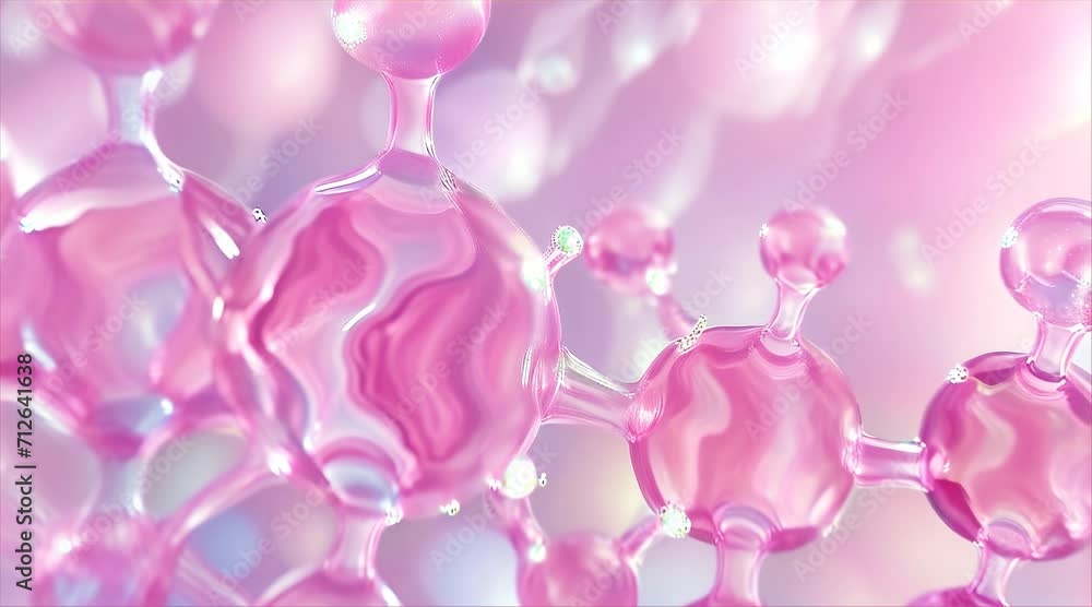 face serum molecules in pink color, cosmetics ad face serum molecules in pink color, cosmetics ad