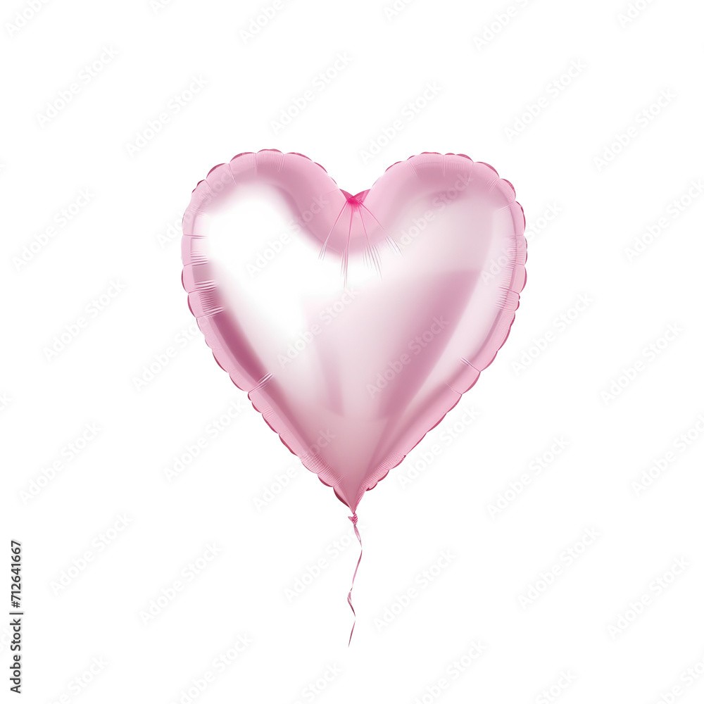 pink heart helium balloon. Birthday balloon flying for party and celebrations. Isolated on white background. Generative AI