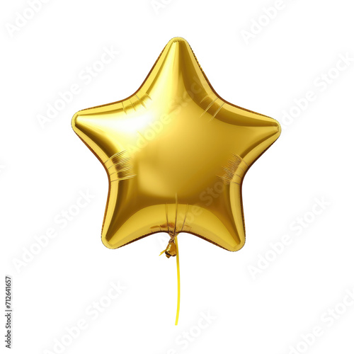 gold star helium balloon. Birthday balloon flying for party and celebrations. Isolated on white background.