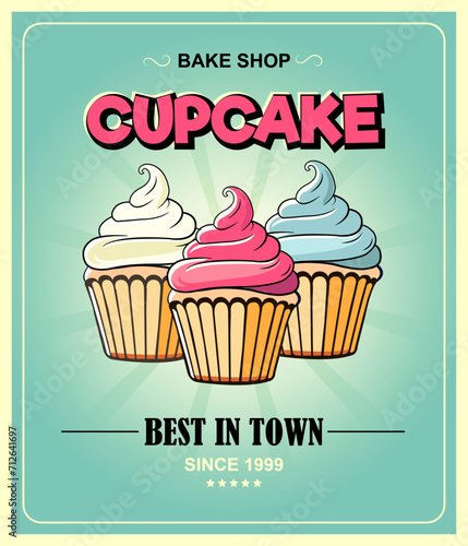 Vintage cupcake poster