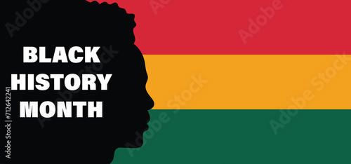 African American History or Black History Month banner with man silhouette. Vector illustration