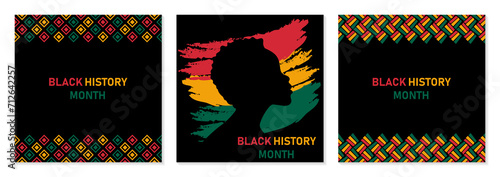 Black history month social media post square banner design. Black history month background. Neo Geometric pattern concept. Vector illustration